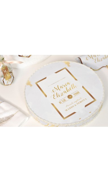 Trusou botez pentru fete in alb si gold, elegant si modern, White and gold 8